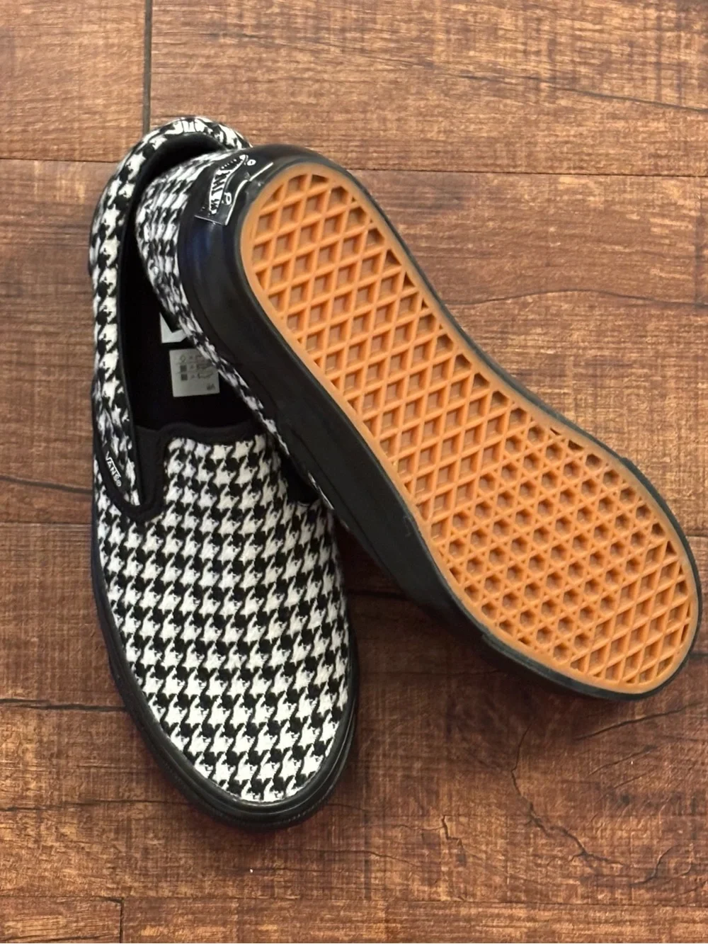 Vans Slip-On Sneakers in Black & White Houndstooth